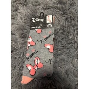 Disney Minnie Mouse grey and pink crew socks OSFA nwt women's